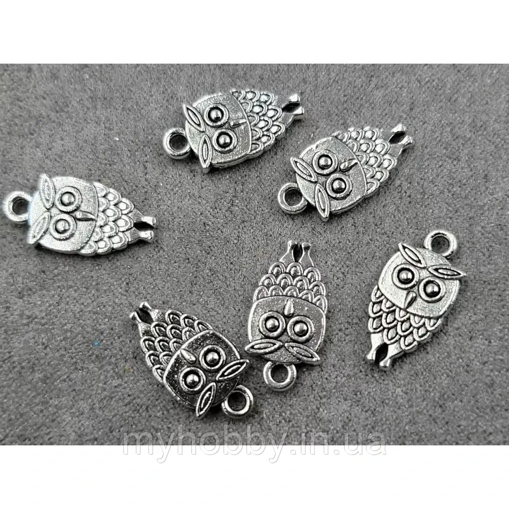Підвіска сова 9*18 мм колір срібло -2шт, фото 1