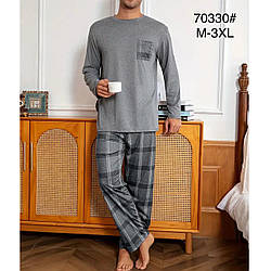 Сіра чоловіча трикотажна піжама Розміри: M,L,XL,2XL,3XL (49472)