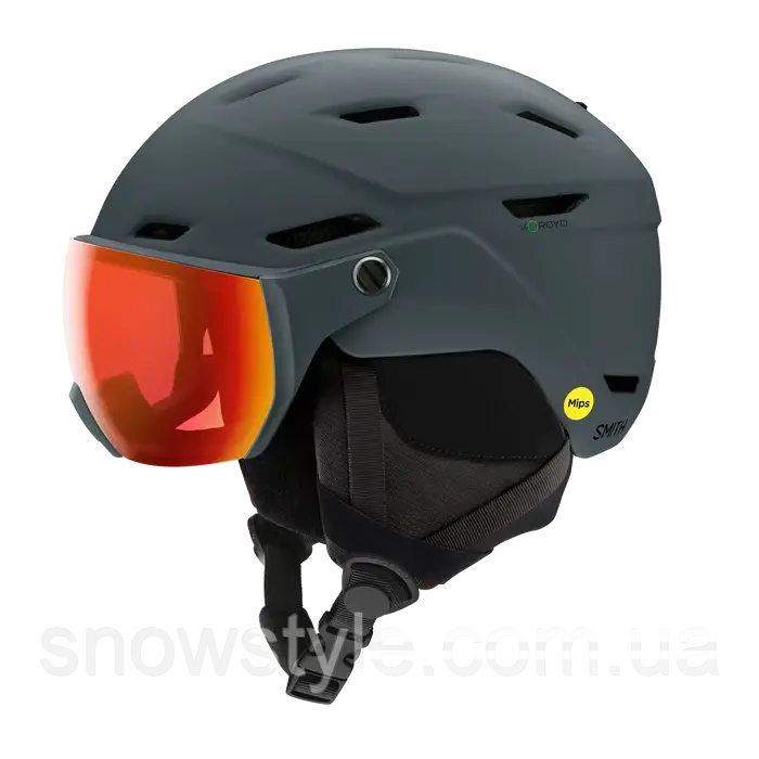 Шолом гірськолижний з візором Smith Survey MIPS Matte Slate Chromapop Everyday Red Large (59-63см), фото 1