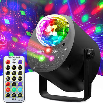 Лазерний диско проектор RGB + пульт, 32 візерунка / Лазерна установка для вечірок / Лазерний проектор