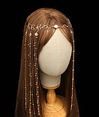 Вишукана тіара "Кхатеопія" прикраса на голову з ланцюжків - золотиста Aushal Jewellery