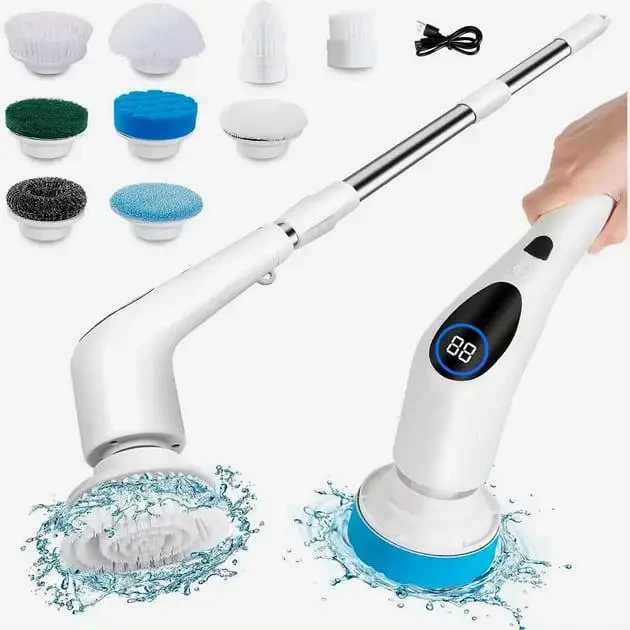 Акумуляторна щітка для прибирання 9в1, зі змінними насадками і телескопічною ручкою