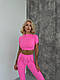 Жіночий спортивний костюм рожевий з топом і лосинами, фітнес-костюм для залу, спорту та йоги із швами назовні S - фото 1 - id-p2794961681