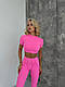 Жіночий спортивний костюм рожевий з топом і лосинами, фітнес-костюм для залу, спорту та йоги із швами назовні S - фото 2 - id-p2794961681