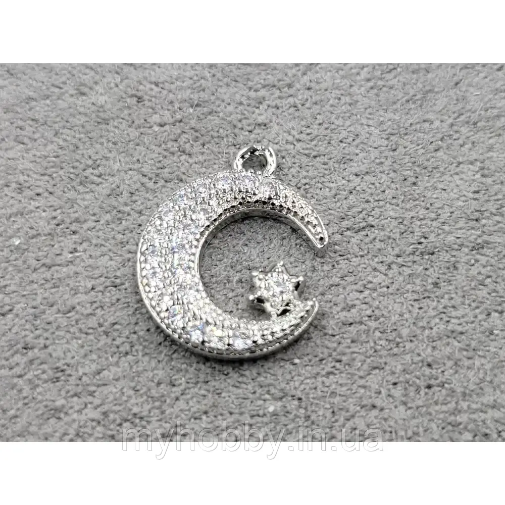 Підвіска Місяць 12*14 мм родій (гіпоалергенний сплав), фото 1