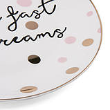 Біла тарілка 20,5 см з написом «Тримайся своєї мрії» - мотиваційний посуд для подарунків і вдома (комплект 4шт, фото 6