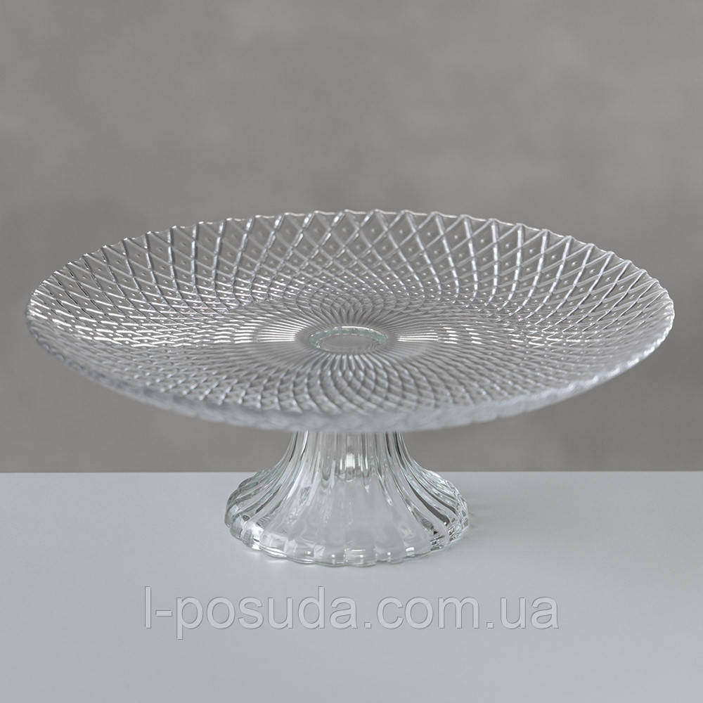 Підставка для торта на ніжці “Кришталевий візерунок”, 25,5 см (висота 9,5 см), фото 1