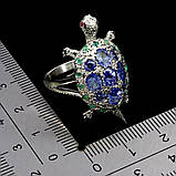 Каблучка. Натуральний танзаніт, смарагд і гранат родоліт. Срібло 925., фото 2