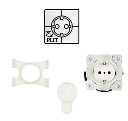 Механізм одинарної розетки Edplit, білий без рамки (прихований монтаж) (E40014)