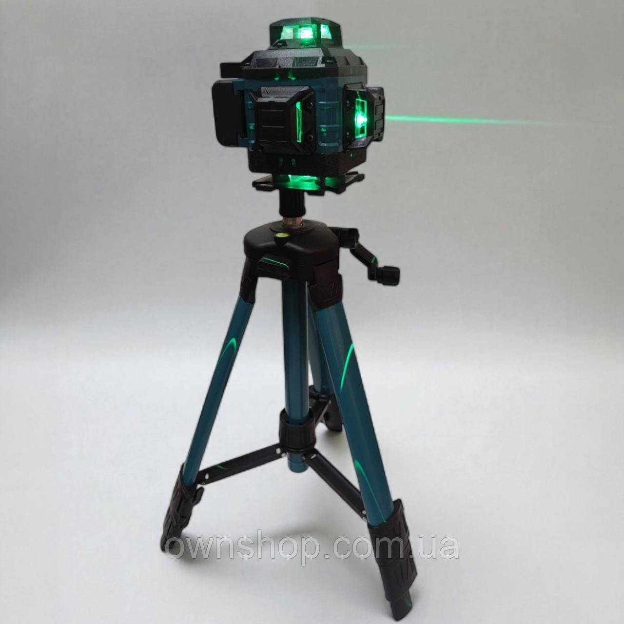 Якісний акумуляторний лазерний рівень SK700GDZ 3D-4D, зі штативом, нівелір з 16 променями, фото 1