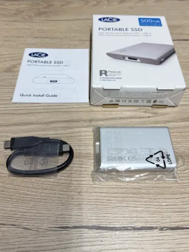 Зовнішній диск 500GB LaCie Portable SSD USB-C Thunderbolt SRD0FV5 STKS500400, фото 1