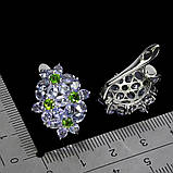 Сережки. Натуральний танзаніт і хром діопсид. Срібло 925., фото 2