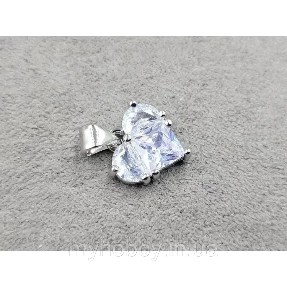 Підвіска серце біле 12мм колір сталь (гіпоалерг), фото 1