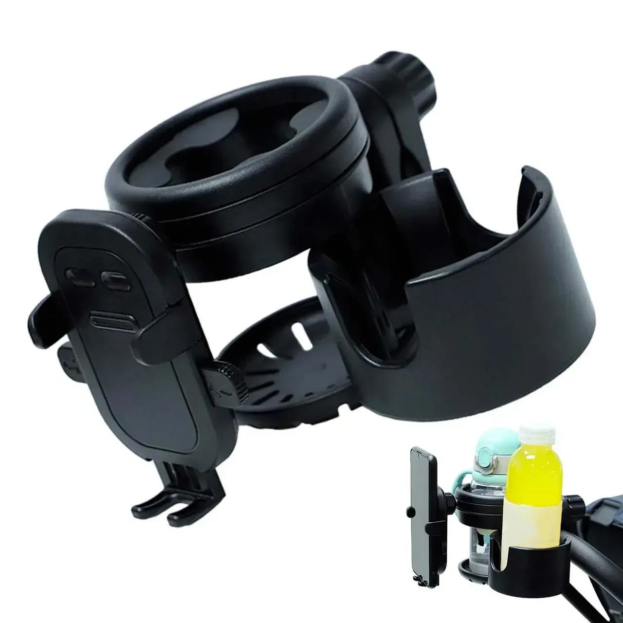 Універсальний підсклянник із тримачем для телефона на коляску або велосипед 21 × 11.5 × 11 см, фото 1