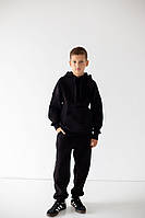 Штани підліткові для хлопчика, тринитковий футер із начосом, широкий еластичний пояс зі шнурками розмір 134 см