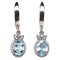 Сережки. Натуральний топаз. Срібло 925.