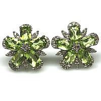 Сережки. Натуральний перидот. Срібло 925.