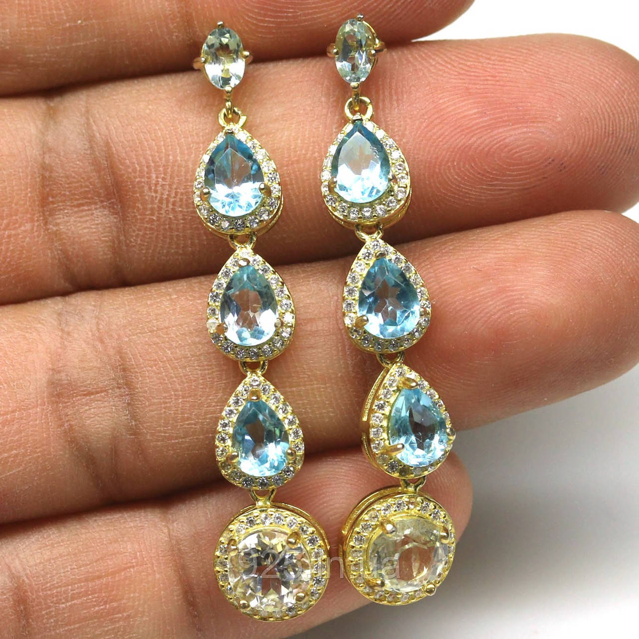 Сережки. Натуральний топаз. Срібло 925., фото 1