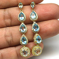 Сережки. Натуральний топаз. Срібло 925.