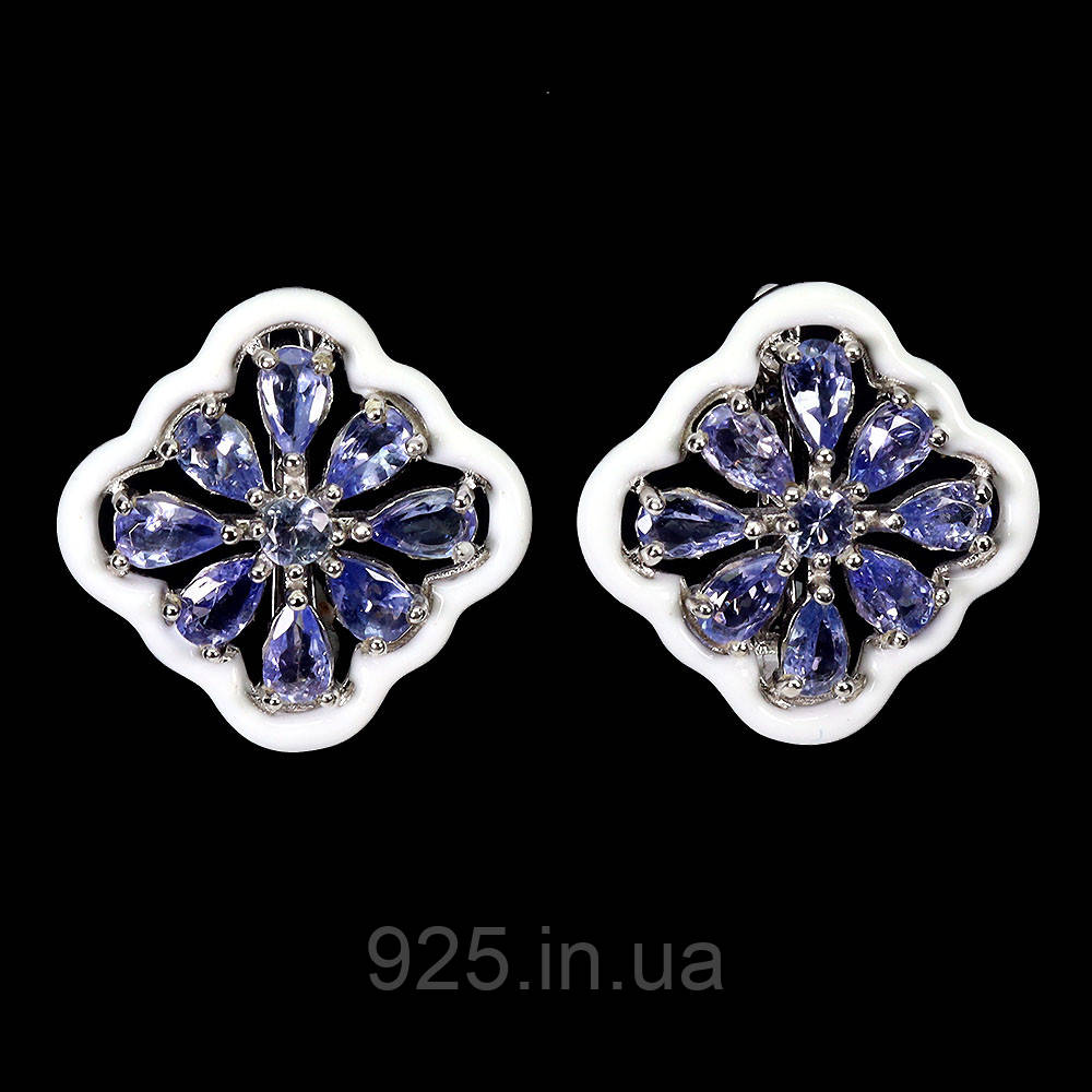 Сережки. Натуральний танзаніт. Срібло 925., фото 1