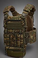 Плитоноска с напашником и боковыми карманами быстрый сброс с 3 подсумками под магазины