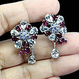 Сережки. Натуральний аквамарин, гранат родоліт і танзаніт. Срібло 925., фото 2