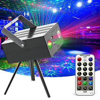 Лазерний диско проектор + пульт / Диско лазер / Лазерна установка для вечірок / Лазерна світломузика