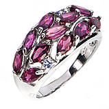 Каблучка. Натуральний гранат родоліт і танзаніт. Срібло 925., фото 2