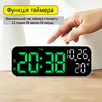 Годинник Deepfox YX-2802 LED цифровий електронний настільний Будильник Дата Температура 17,5х6,8см зелений/чорний, фото 4