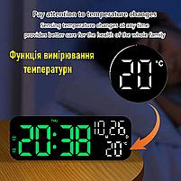 Годинник Deepfox YX-2802 LED цифровий електронний настільний Будильник Дата Температура 17,5х6,8см зелений/чорний, фото 6