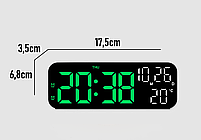 Годинник Deepfox YX-2802 LED цифровий електронний настільний Будильник Дата Температура 17,5х6,8см зелений/чорний, фото 10