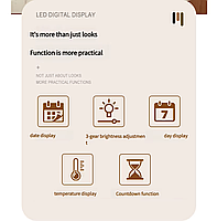 Годинник Deepfox YX-2802 LED цифровий електронний настільний Будильник Дата Температура 17,5х6,8см зелений/чорний, фото 8