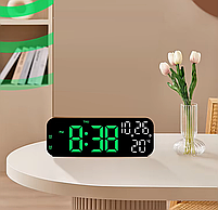 Годинник Deepfox YX-2802 LED цифровий електронний настільний Будильник Дата Температура 17,5х6,8см зелений/чорний, фото 7