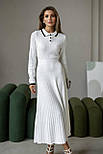 В'язане плаття з коміром поло міді зі 100% бавовни — жіноче елегантне плаття з коміром і довгим рукавом, фото 8