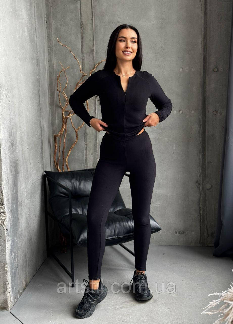 Жіночий термокостюм чорний, теплий і приємний на дотик, фото 1