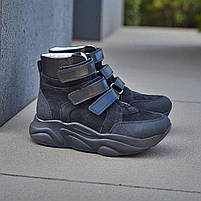 Дитячі підліткові теплі зимові ортопедичні черевики чорного кольору 39 р, фото 2