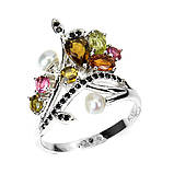 Каблучка. Натуральний турмалін, шпінель і перл. Срібло 925., фото 3