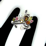 Каблучка. Натуральний турмалін, шпінель і перл. Срібло 925., фото 2