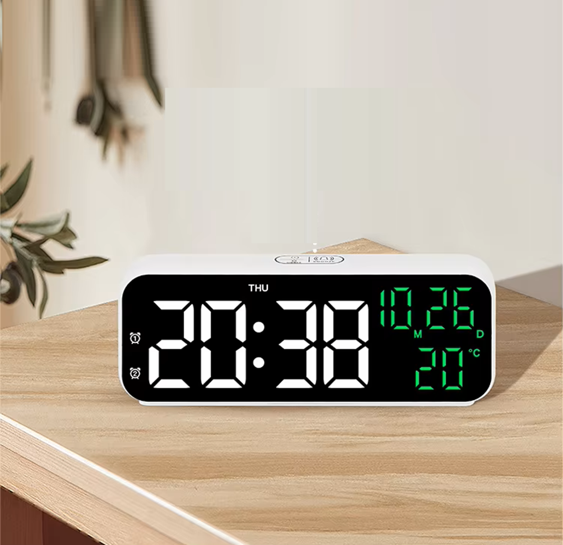 Годинник Deepfox YX-2802 LED цифровий електронний настільний Будильник Дата Температура  17,5х6,8см зелений/білий, фото 1