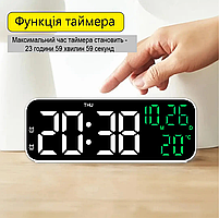 Годинник Deepfox YX-2802 LED цифровий електронний настільний Будильник Дата Температура  17,5х6,8см зелений/білий, фото 4