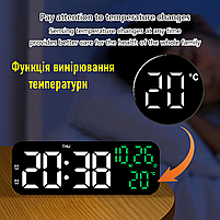 Годинник Deepfox YX-2802 LED цифровий електронний настільний Будильник Дата Температура  17,5х6,8см зелений/білий, фото 6