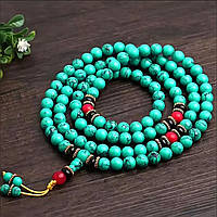Тибетські чотки-браслет з бірюзи 108 намистин 6 мм