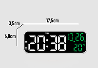 Годинник Deepfox YX-2802 LED цифровий електронний настільний Будильник Дата Температура  17,5х6,8см зелений/білий, фото 10