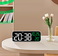 Годинник Deepfox YX-2802 LED цифровий електронний настільний Будильник Дата Температура  17,5х6,8см зелений/білий, фото 8