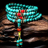 Тибетські чотки-браслет з бірюзи 108 намистин 6 мм, фото 2