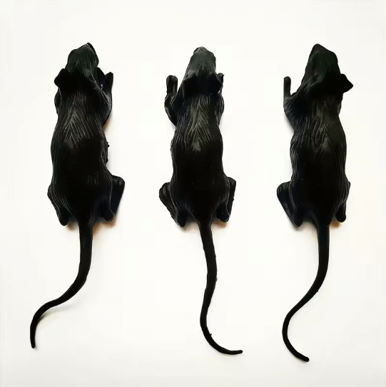 Миша, мишка, щур чорний на Хелловін 8х2 см. Пластик. 1 шт., фото 1