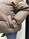 Куртка жіноча зимова холофайбері з капюшоном оверсайз Жіноча зимова куртка пуховик коричнева, фото 2