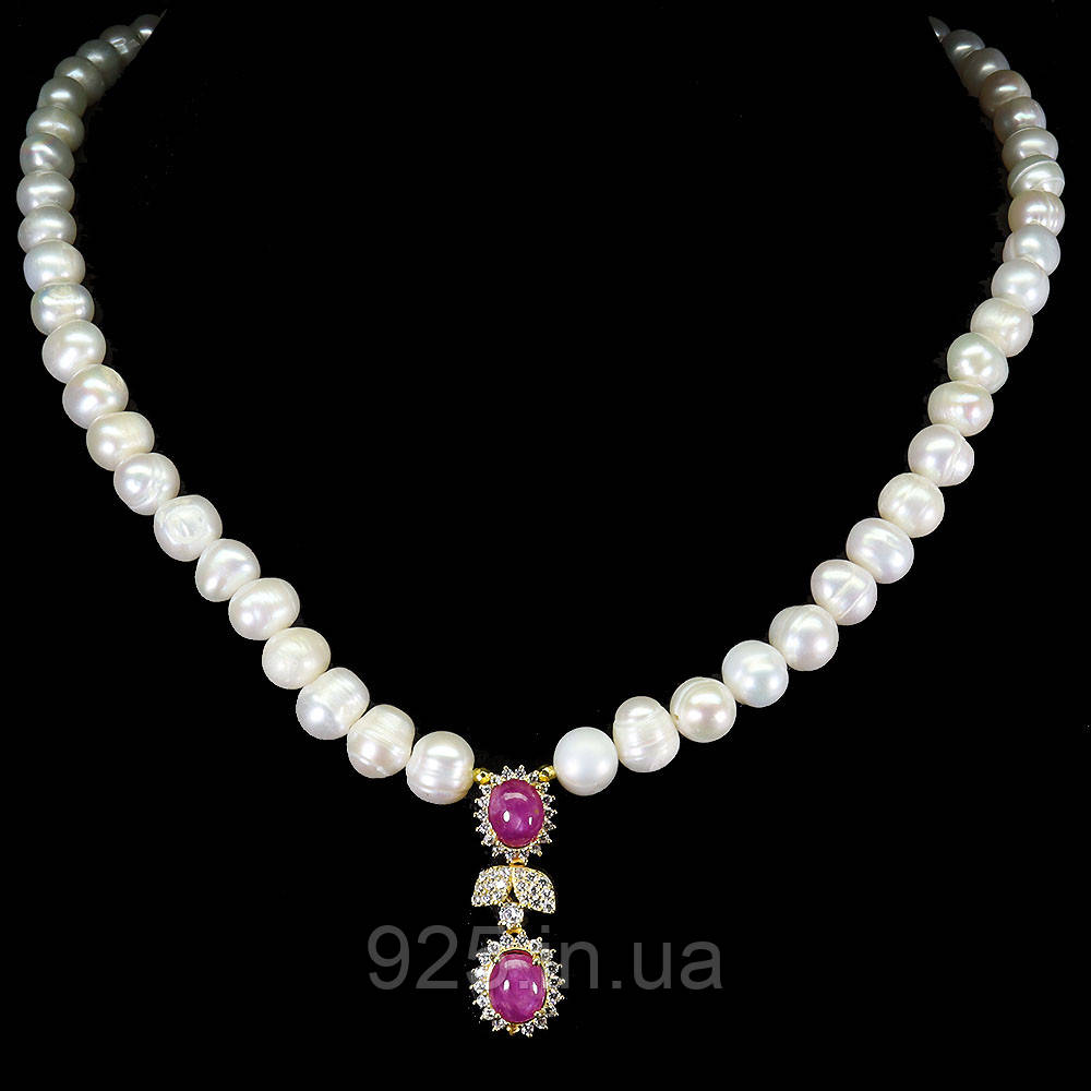 Кольє. Натуральний рубін і перл. Срібло 925., фото 1