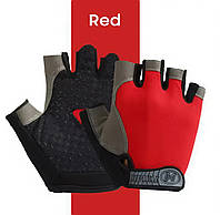 Перчатки спортивные без пальцев противоскользящие Huvai M Red