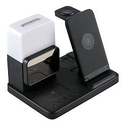 Бездротовий Зарядний Пристрій Z15 6in1 Clock+Lamp15W IP version Колір Чорний